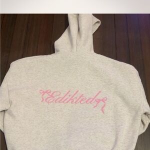 Edikted Light Gray Hoodie with Pink Logo